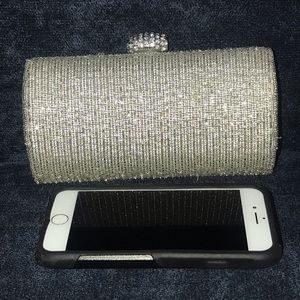 Dressy silver beaded clutch